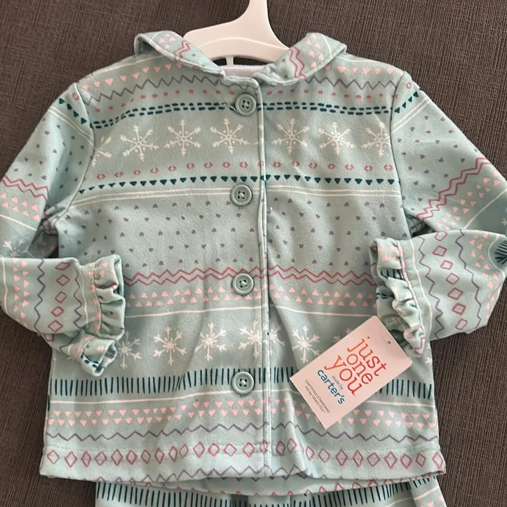 CARTERS Girls Pajama Set Snowflake winter Size 12month NWT